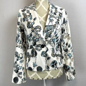 Alberto Makali Women's Size 6‎ Embellished Chain Print Blazer Jacket